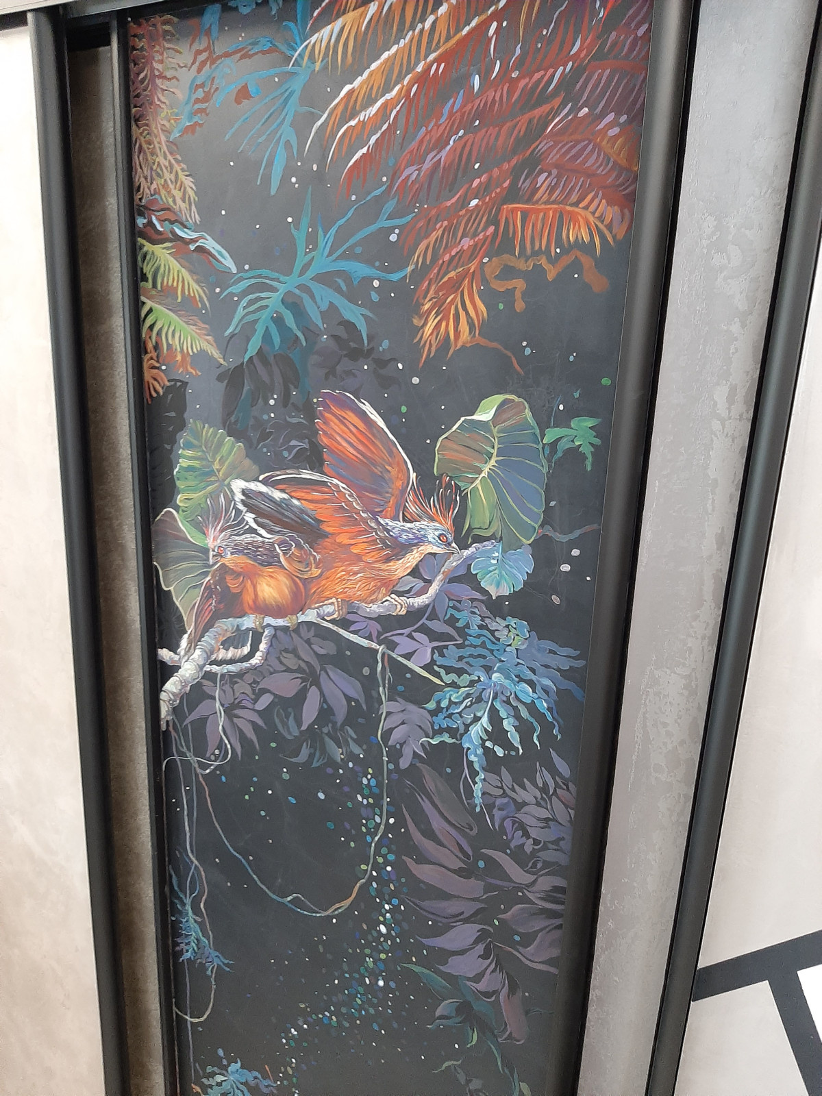 Роспись на декоративной штукатурке(чёрный шелк бархатный)