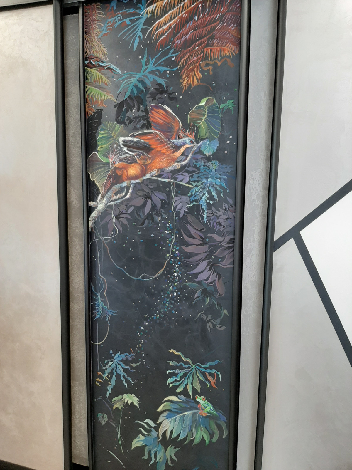 Роспись на декоративной штукатурке(чёрный шелк бархатный)