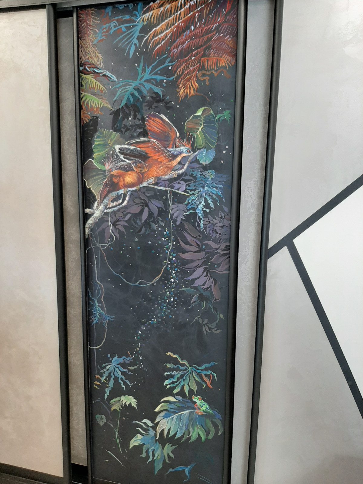 Роспись на декоративной штукатурке(чёрный шелк бархатный)