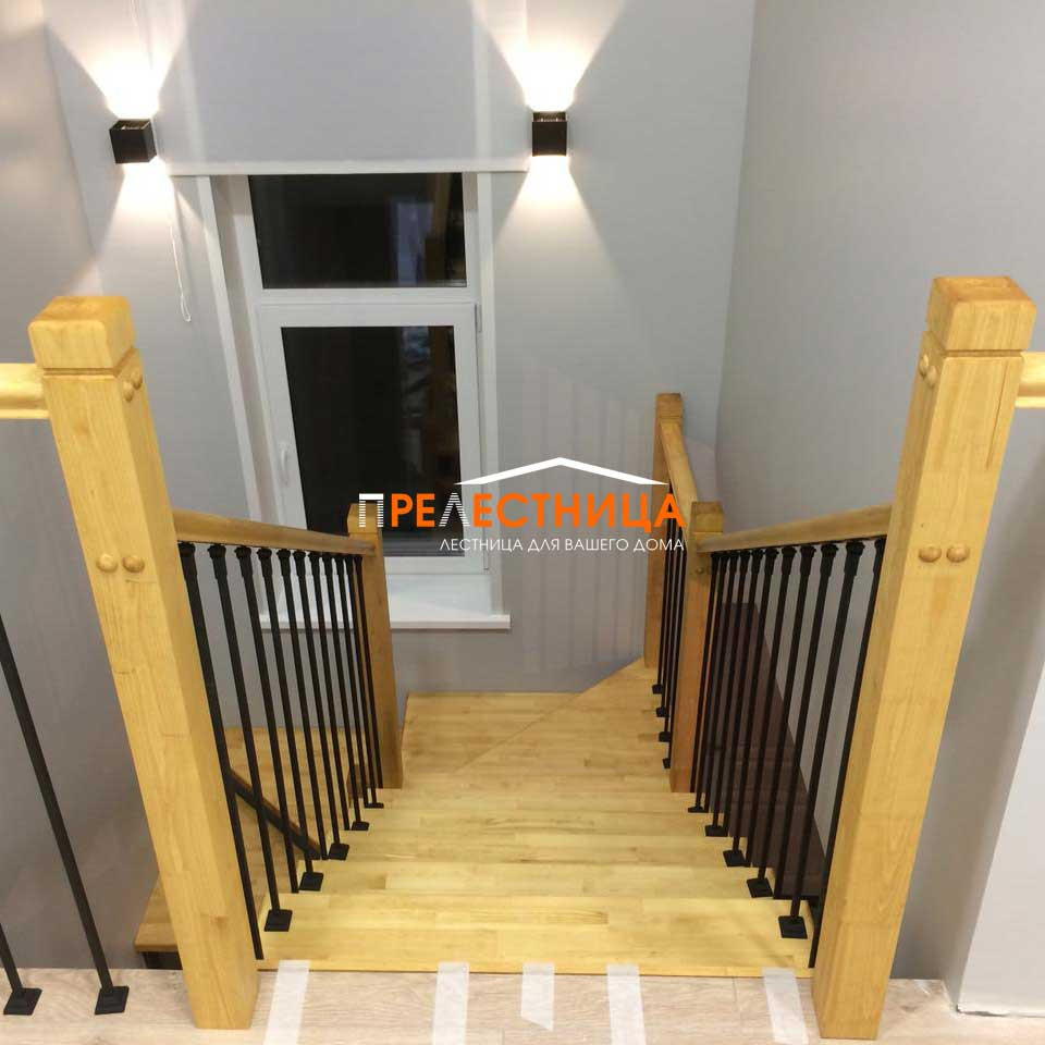Облицовка металлокаркаса лестницы деревом Франк 10