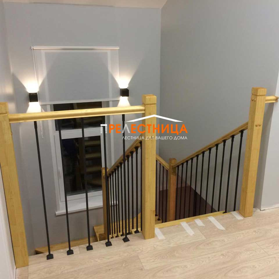 Облицовка металлокаркаса лестницы деревом Франк 10