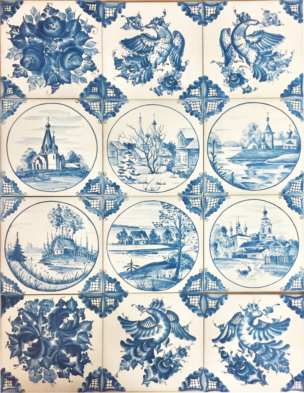 Роспись плитки в стиле Гжель