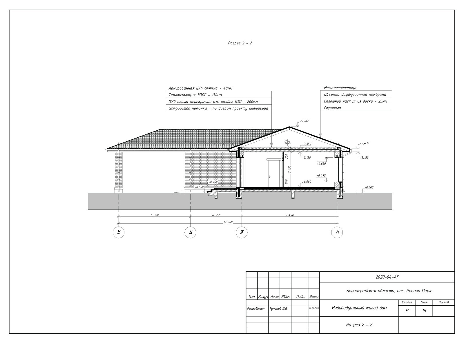 Пример выполнения рабочего проекта (раздел АР - архитектурные решения)