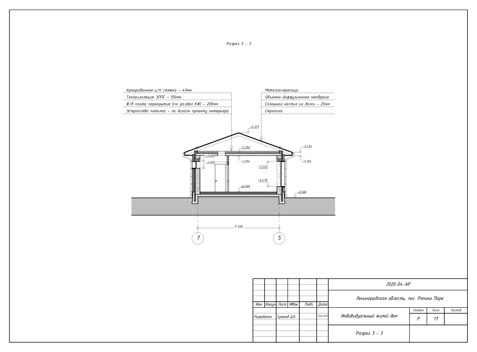 Пример выполнения рабочего проекта (раздел АР - архитектурные решения)