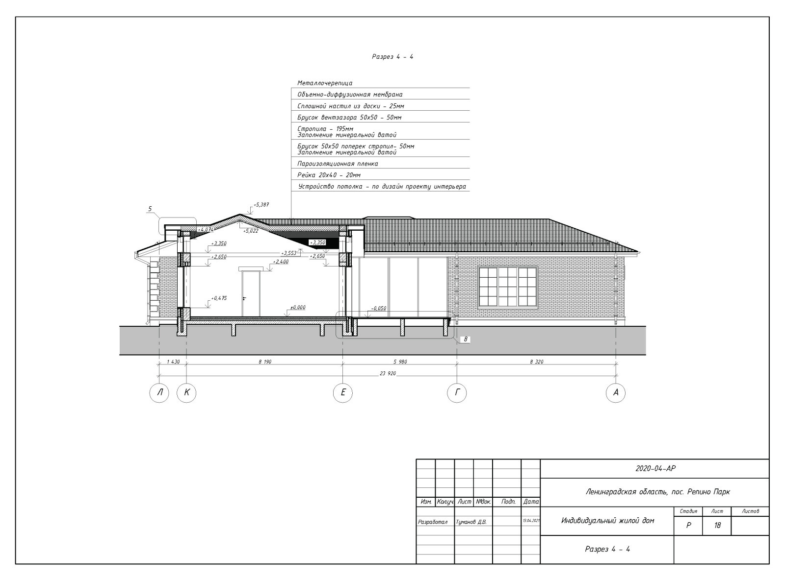 Пример выполнения рабочего проекта (раздел АР - архитектурные решения)