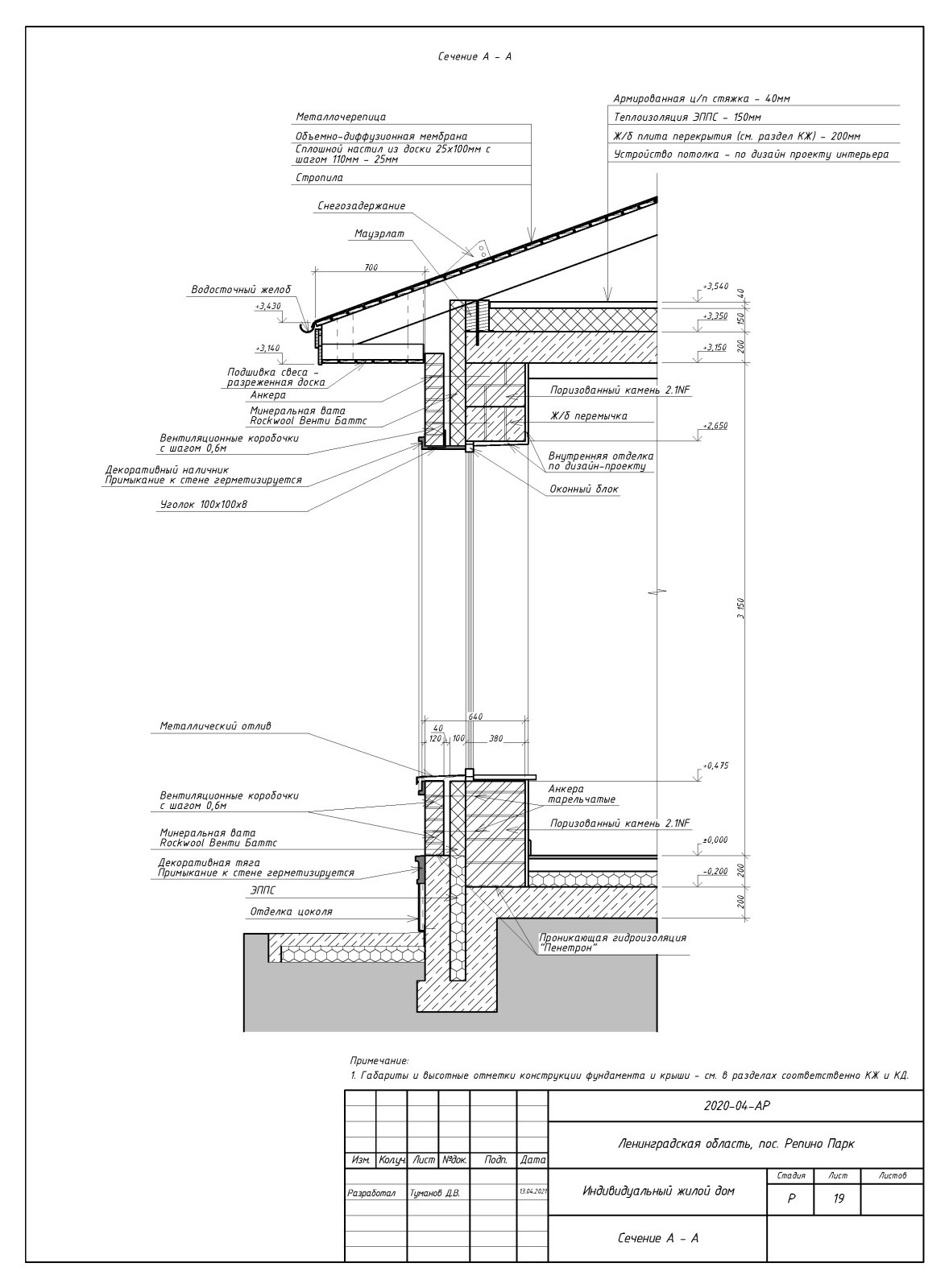 Пример выполнения рабочего проекта (раздел АР - архитектурные решения)