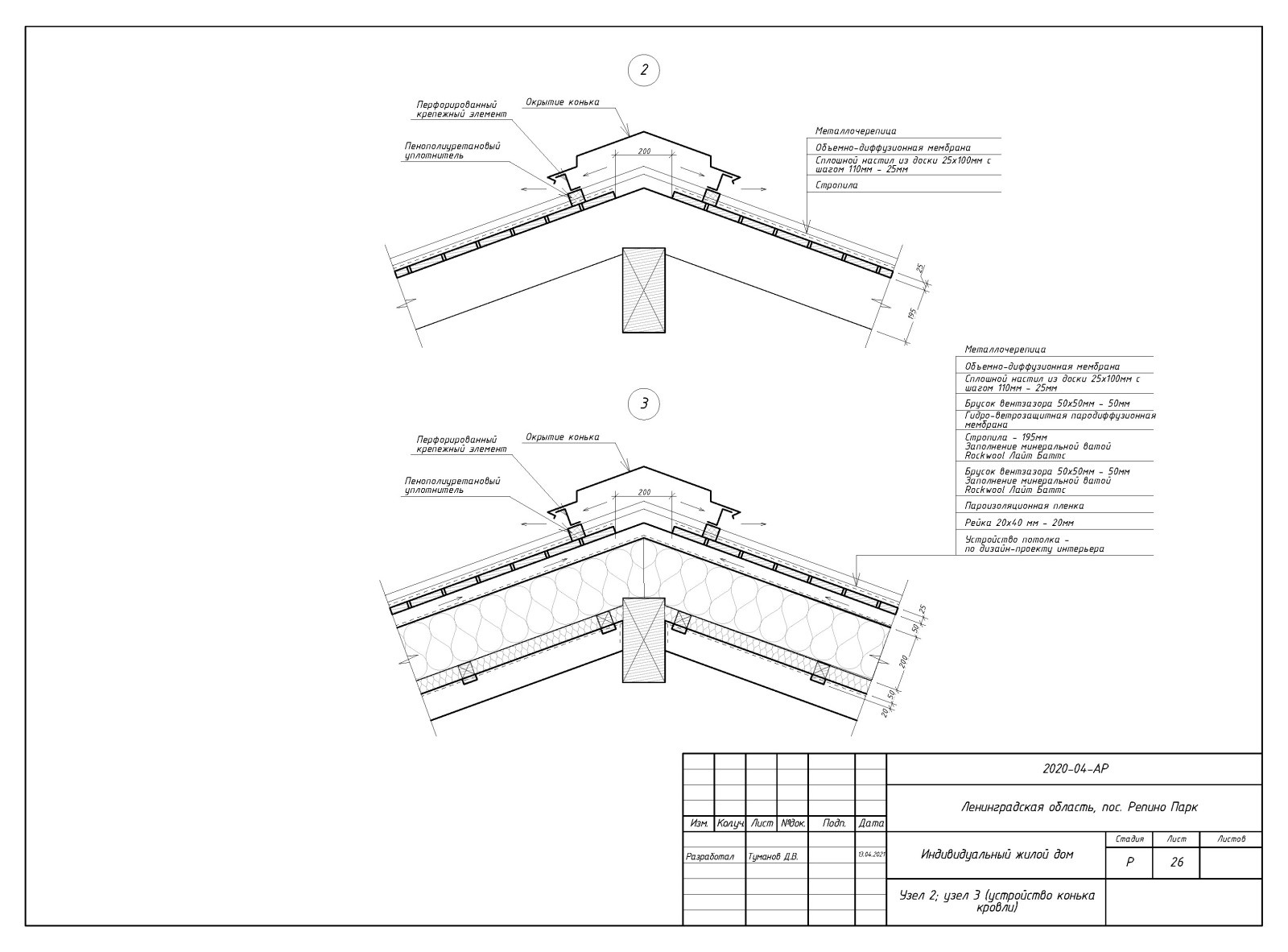Пример выполнения рабочего проекта (раздел АР - архитектурные решения)