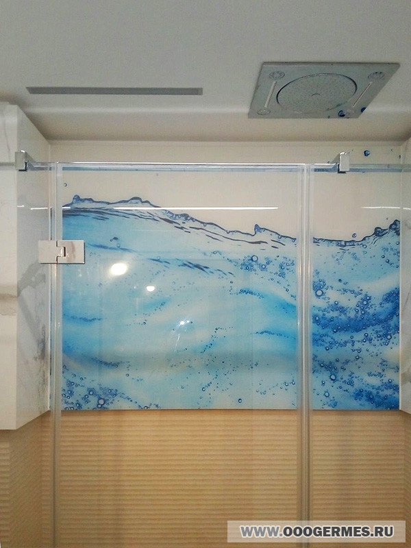 Душевое ограждение и стеклянное панно с фотопечатью