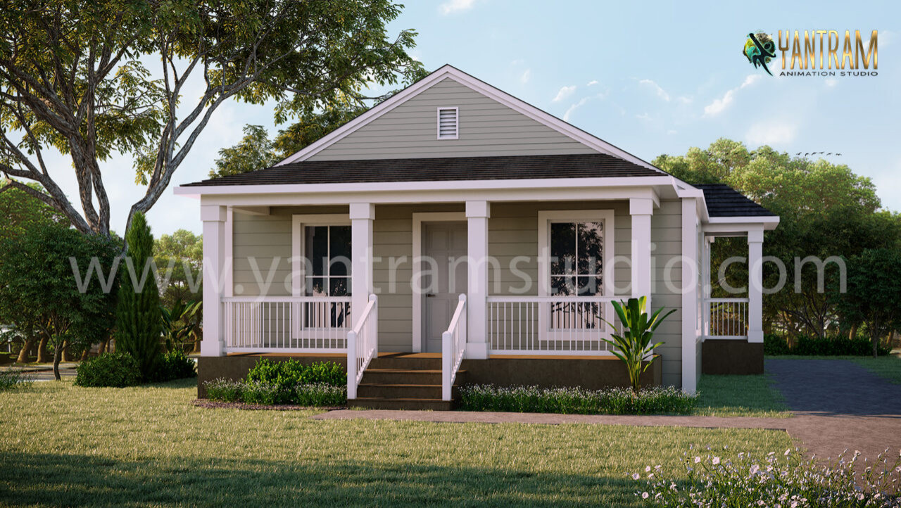 Обложка проекта: 3d Архитектурная визуализация дома с односкатной крышей - Казань, Россия