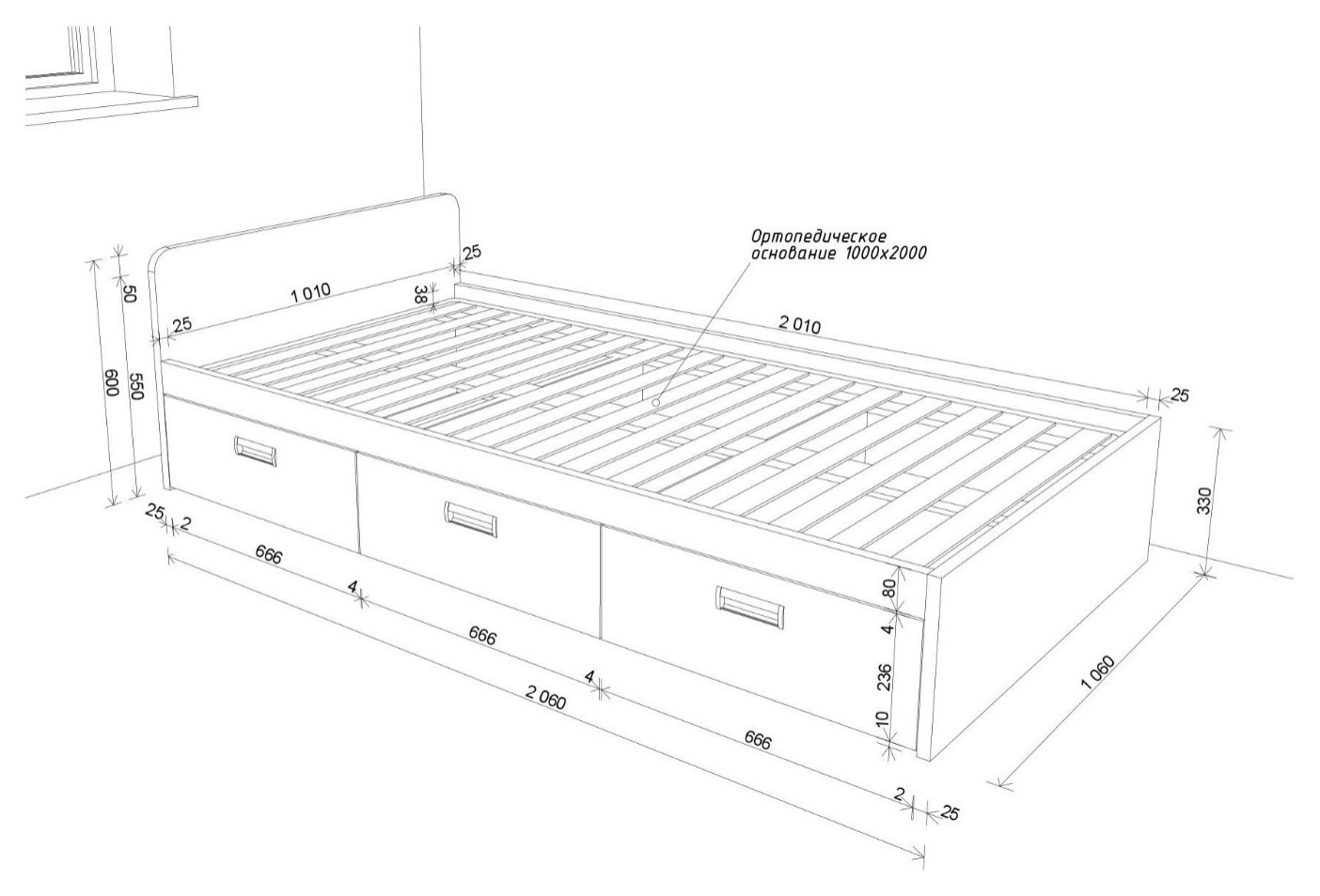 Кровать эскиз