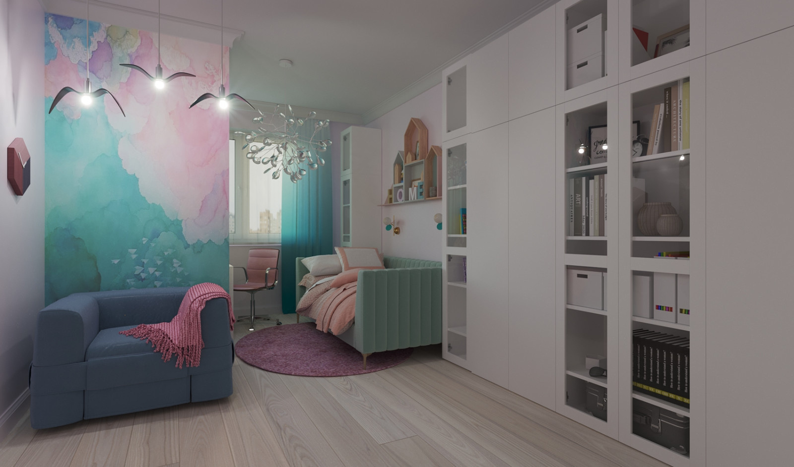 Визуализация детской комнаты для девочки-подростка