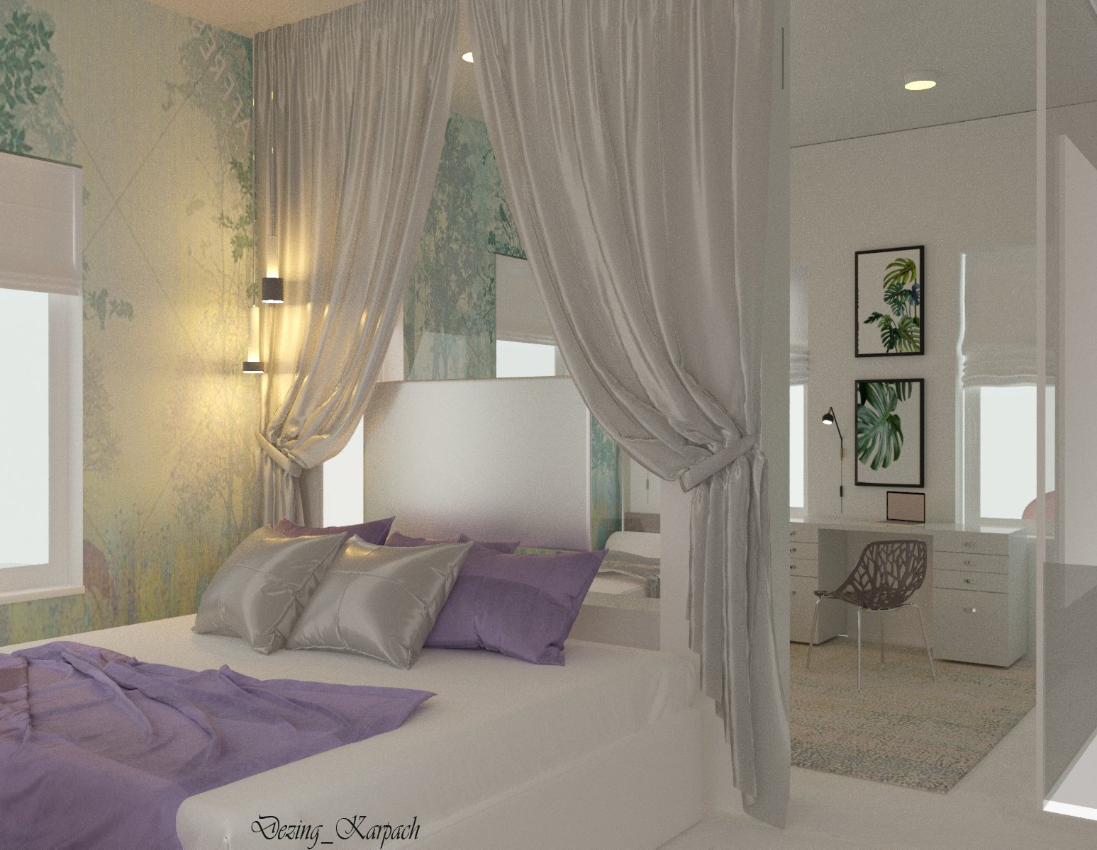 Спальня и комната  для дочки в едином пространстве