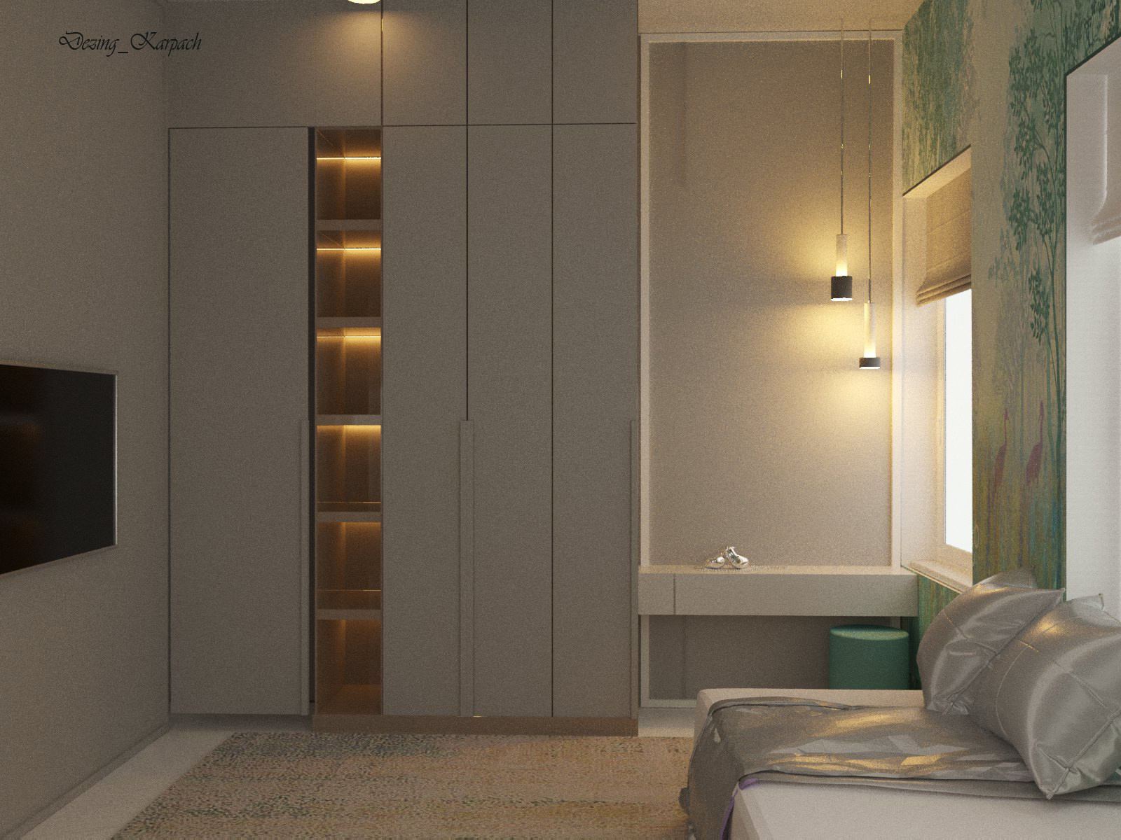 Спальня и комната  для дочки в едином пространстве