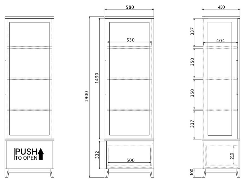Узкая витрина CS161