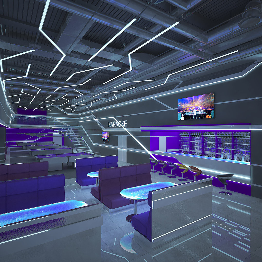 Развлекательный центр "ОРИОН". Реализованный дизайн интерьера. Бильярдная, кафе