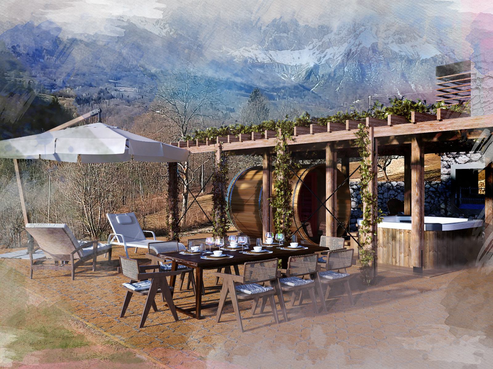 Visualization of Summer house in Pradebon, Italy