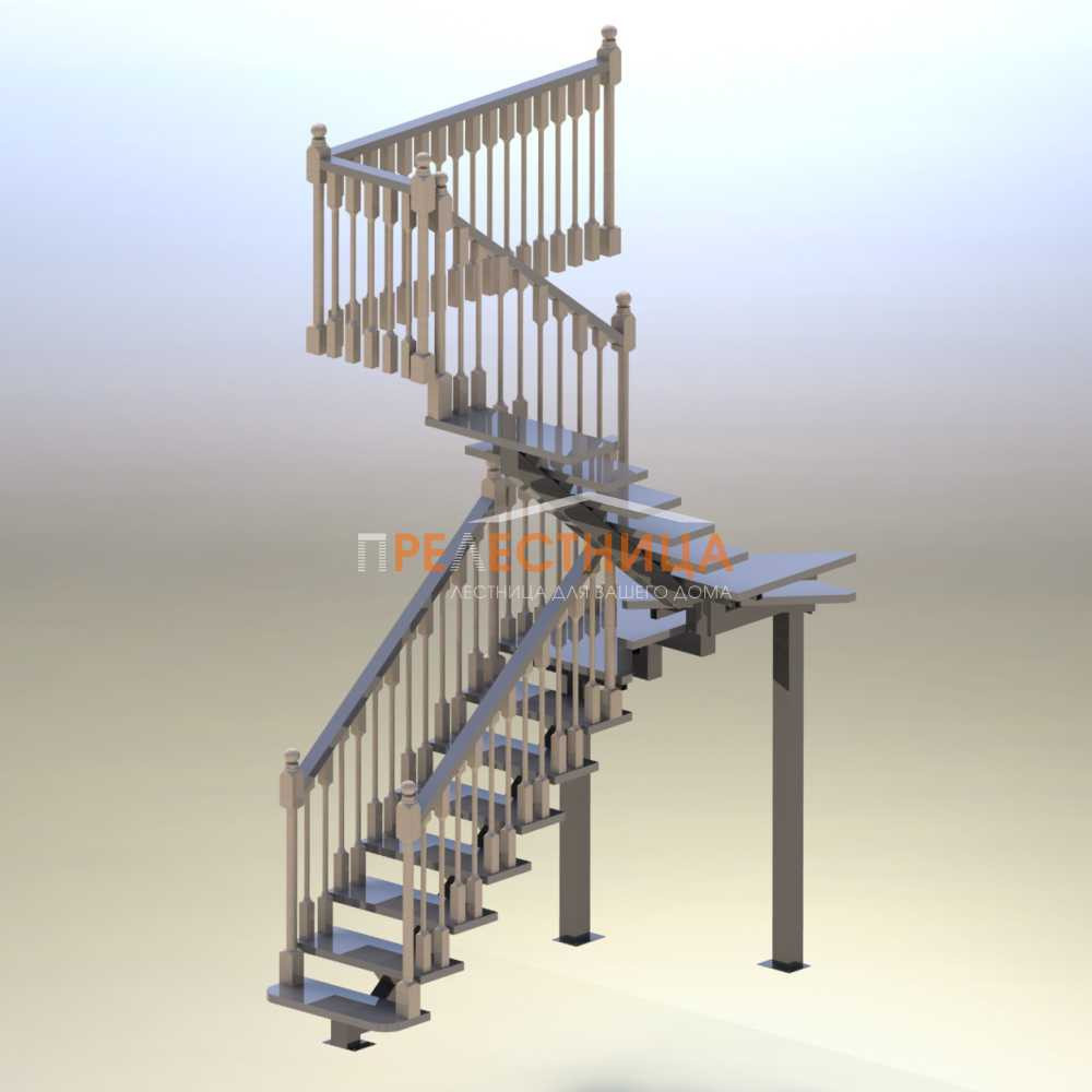 Лестница с деревянным ограждением Ассоль 41