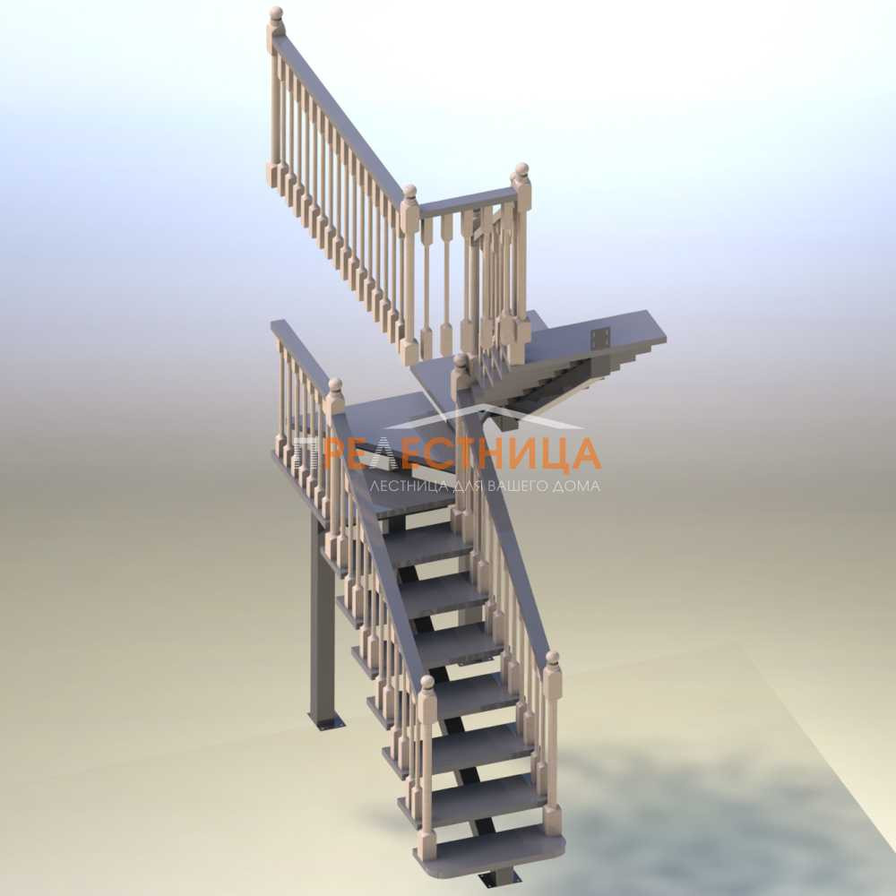 Лестница с деревянным ограждением Ассоль 41