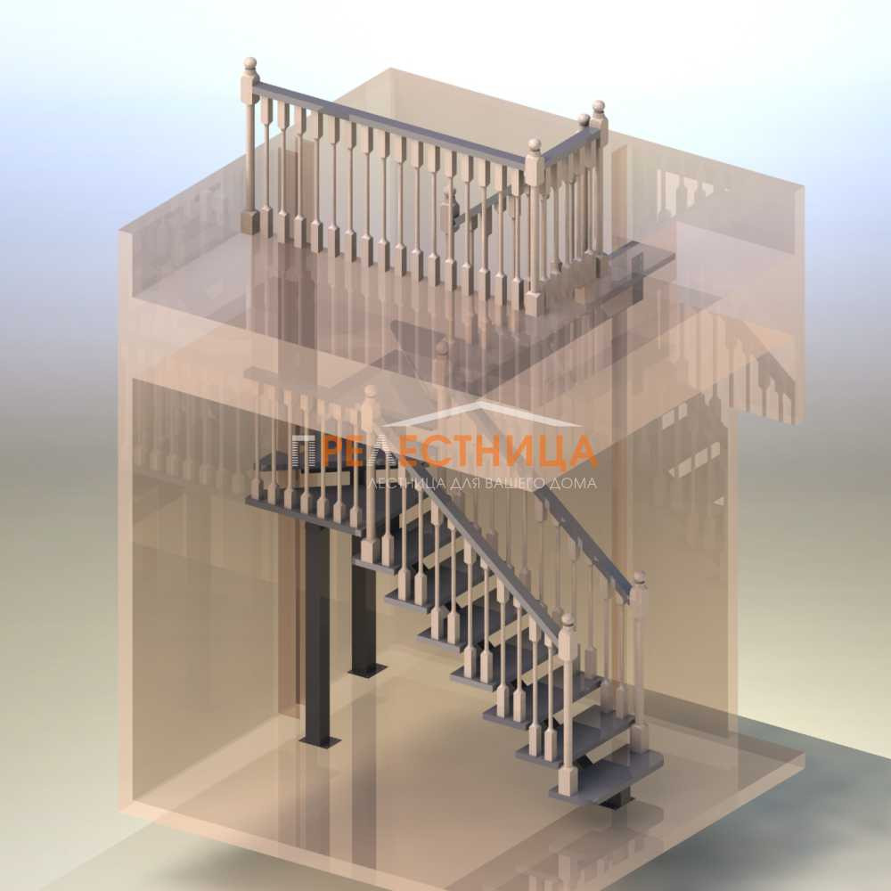 Лестница с деревянным ограждением Ассоль 41