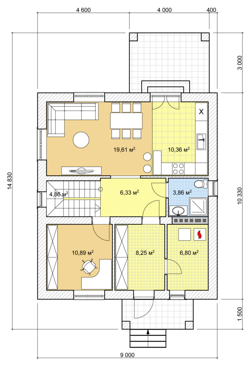 Проект мансардного дома из газобетона, 138 кв.м.
