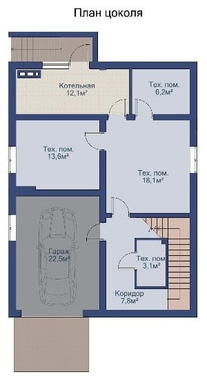 Проект дома с мансардой и гаражом в цокольным этаже