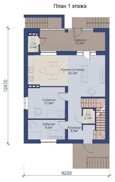 Проект дома с мансардой и гаражом в цокольным этаже