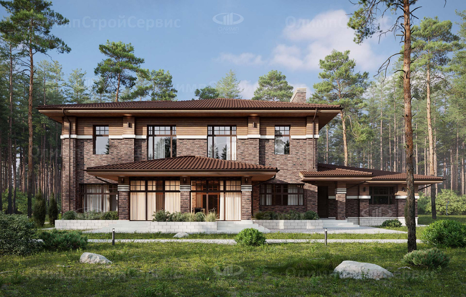 Современный дом с террасой «Браунвуд»