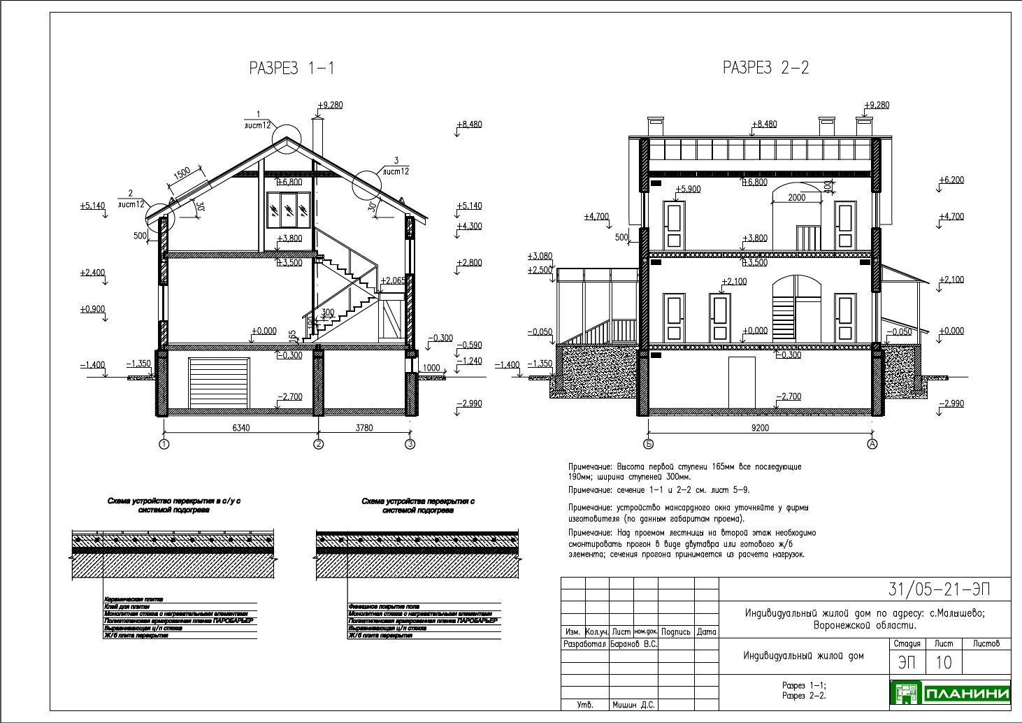 Архитектурный проект дома в г. Воронеж на существующем фундаменте