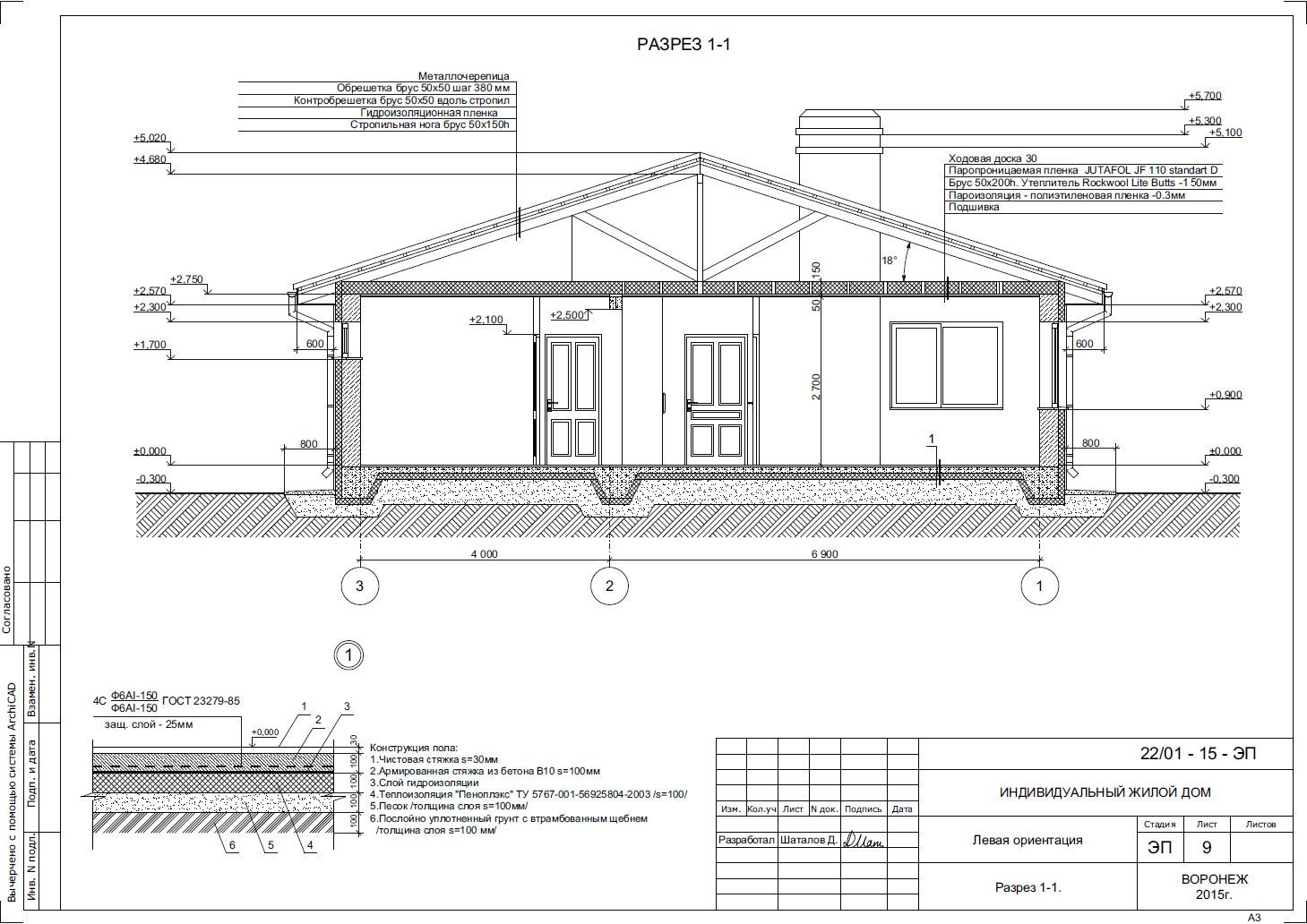 Проект одноэтажного дома 92м2 в г. Воронеж