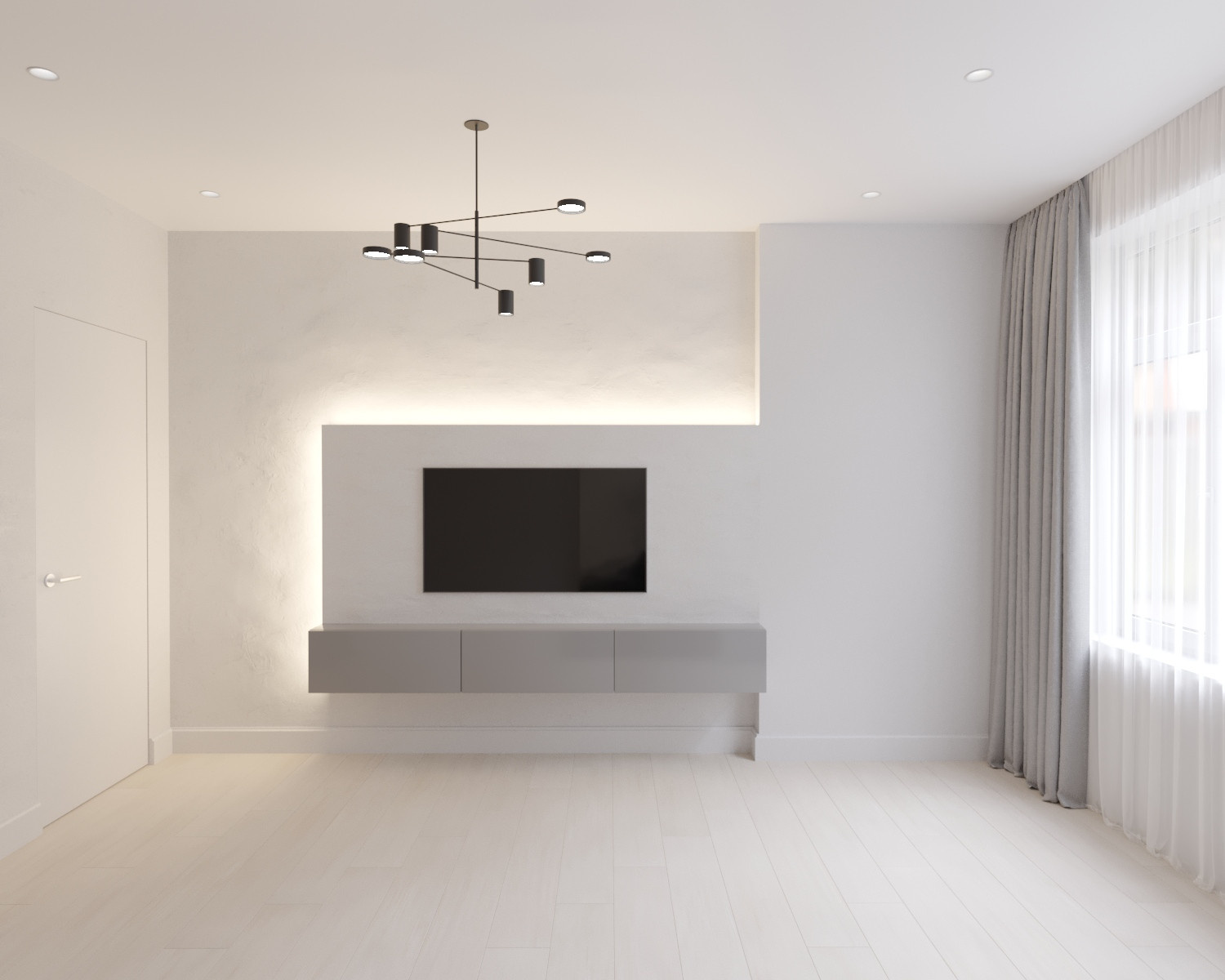 Подсветка фактурной стены в гостиной