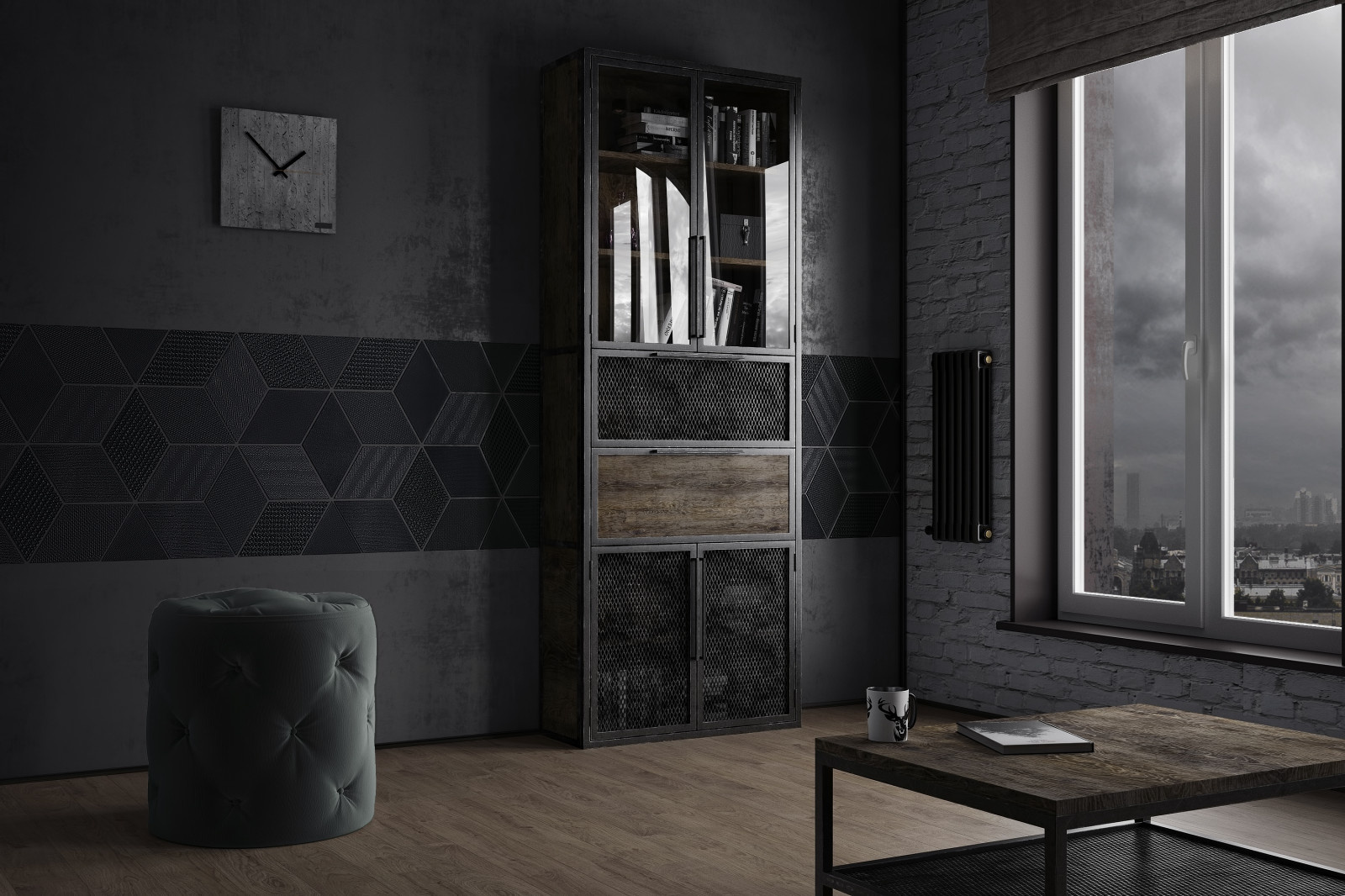 Мрачная и брутальная квартира лофт