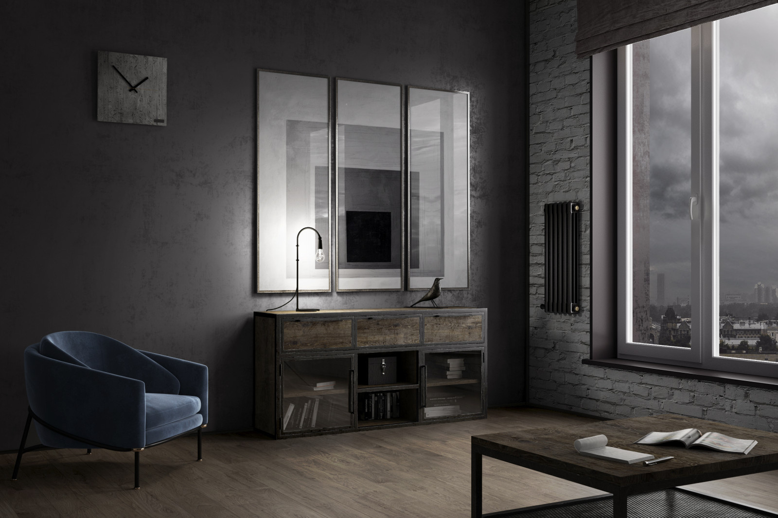 Мрачная и брутальная квартира лофт