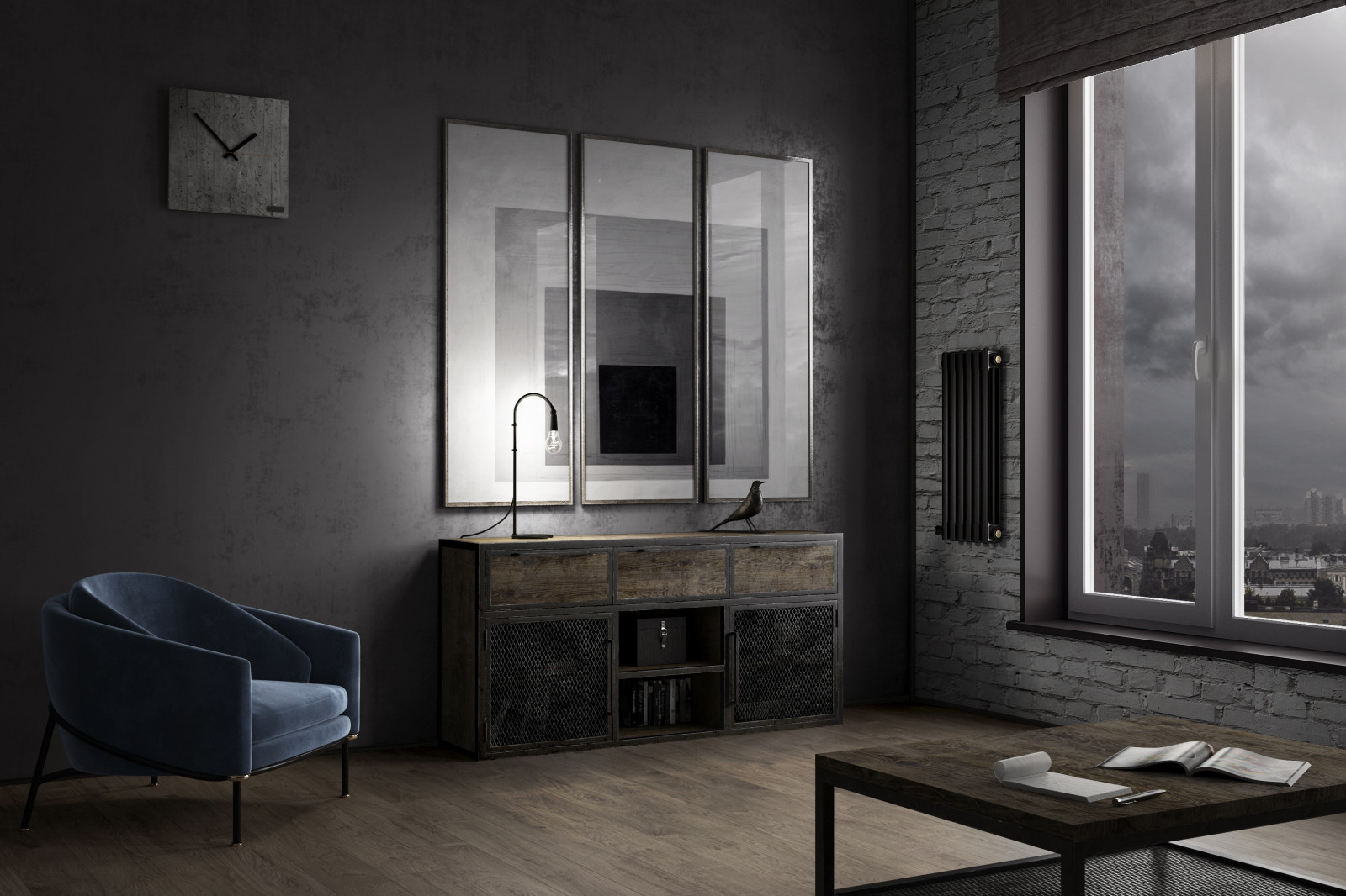 Мрачная и брутальная квартира лофт