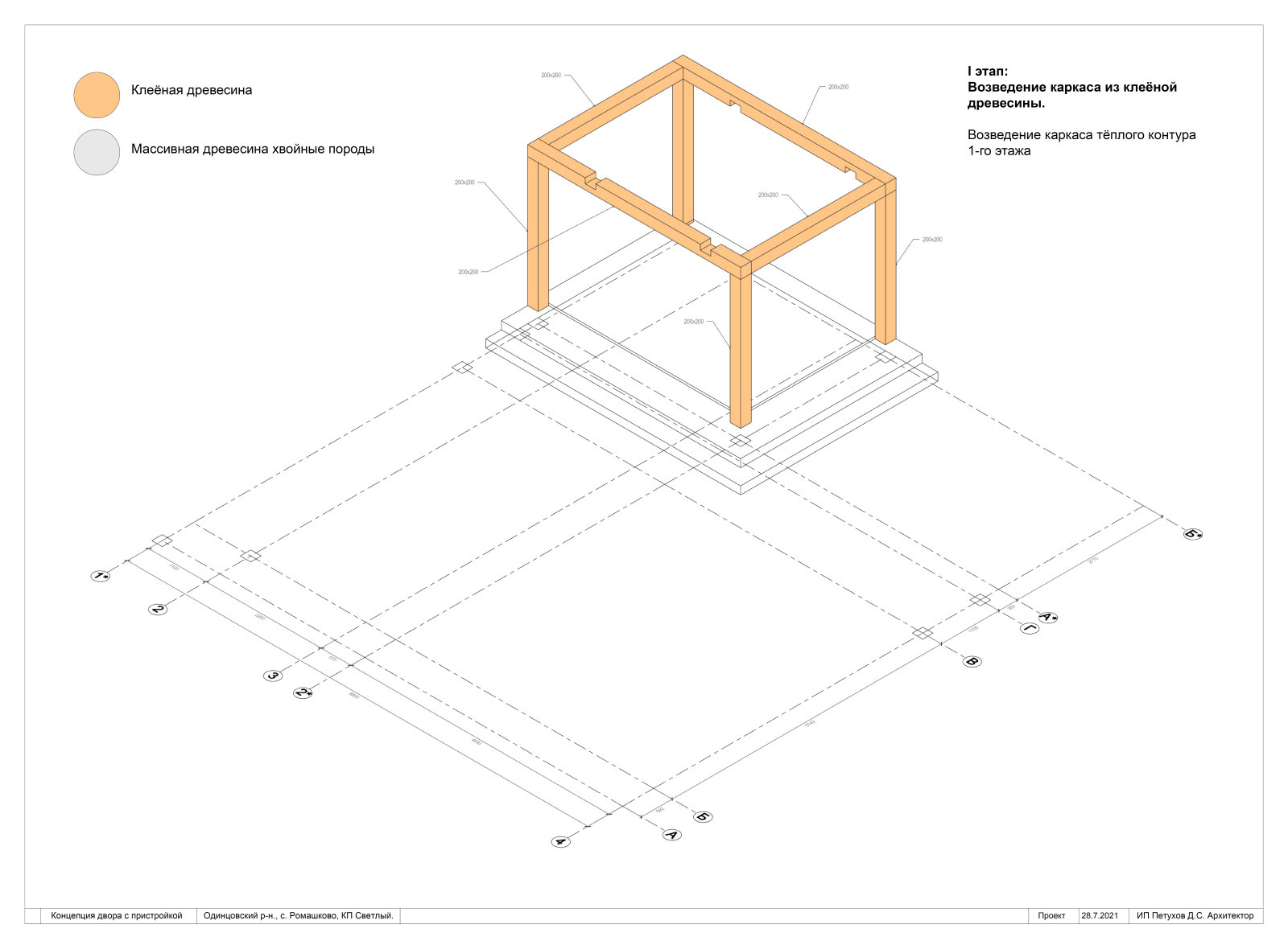 Возведение силового каркаса тёплого контура 1-го этажа