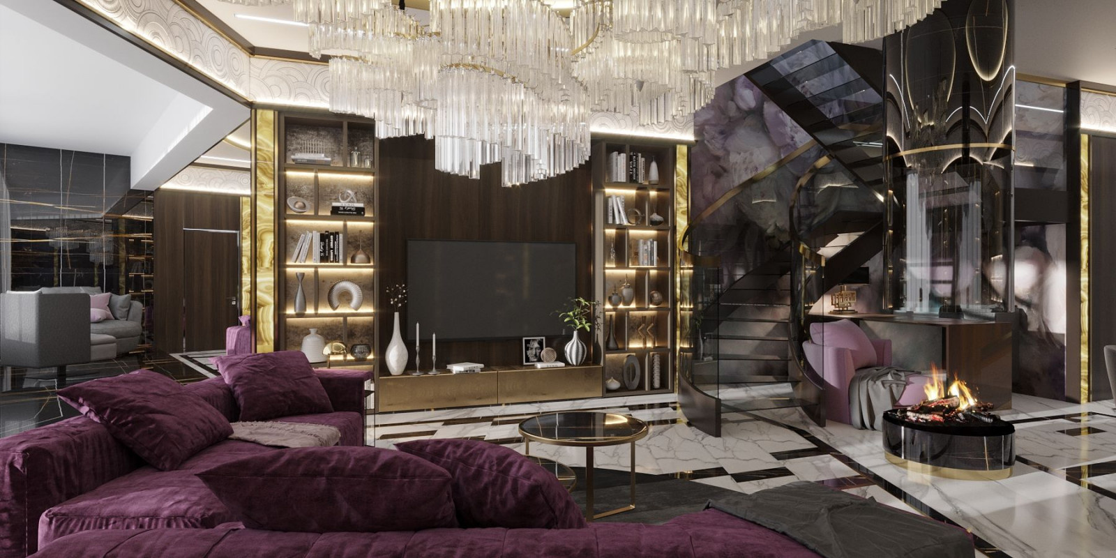 Дизайн элитной двухуровневой квартиры