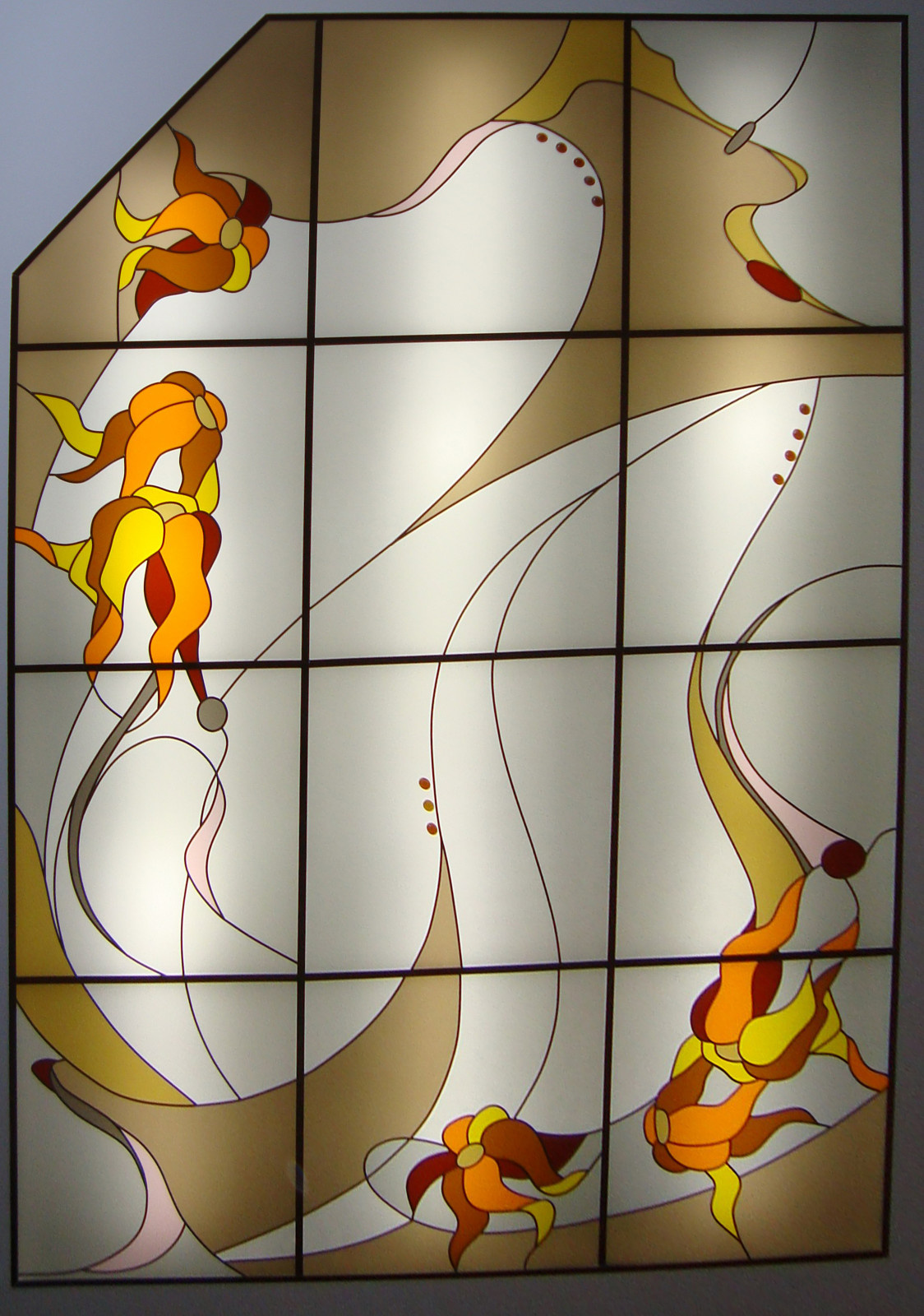 Витраж в потолок (загородный дом)