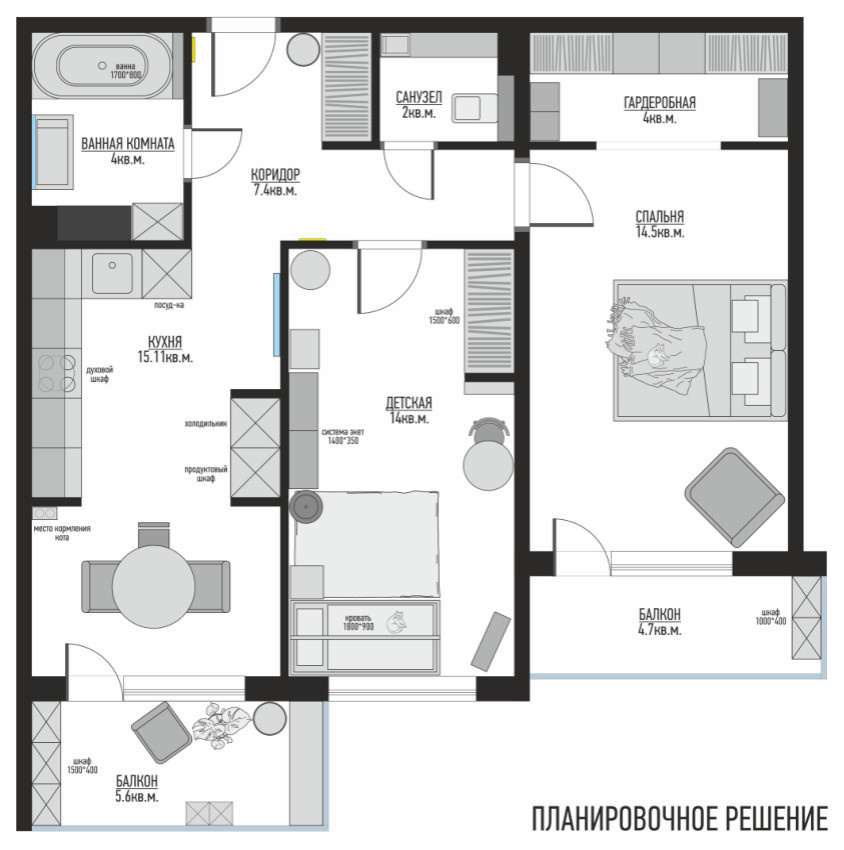 Дизайн-проект квартиры в ЖК Bonava