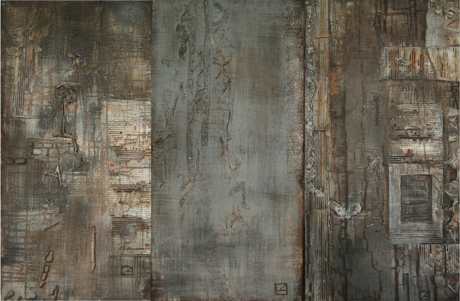 "Рустика в серых тонах" холст акрил из 3-х частей