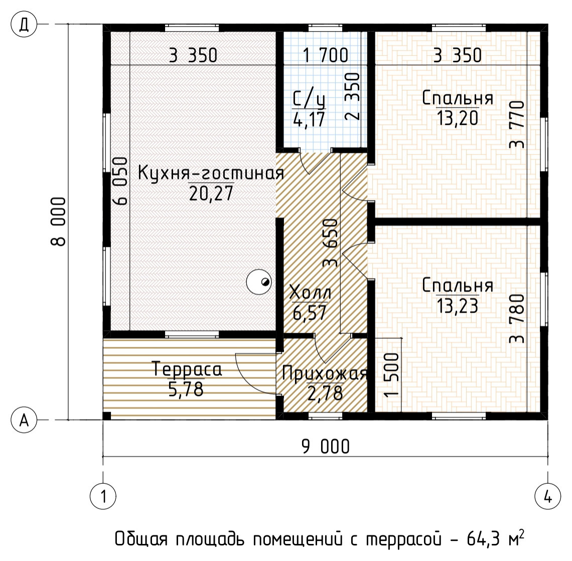 Каркасный дом 70м2