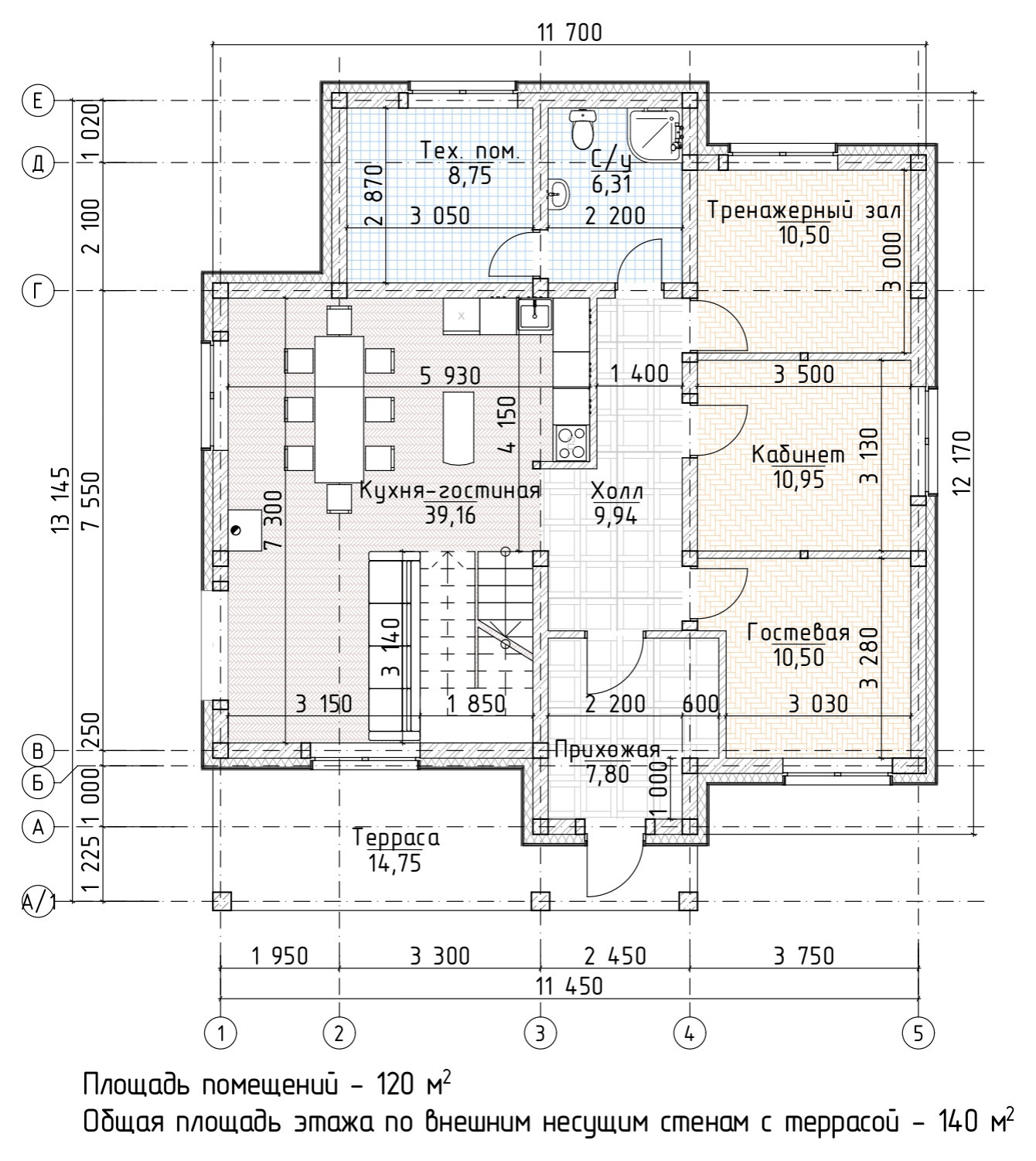 Дом двухэтажный кирпичный с облицовкой из фасадных панелей NICHIHA