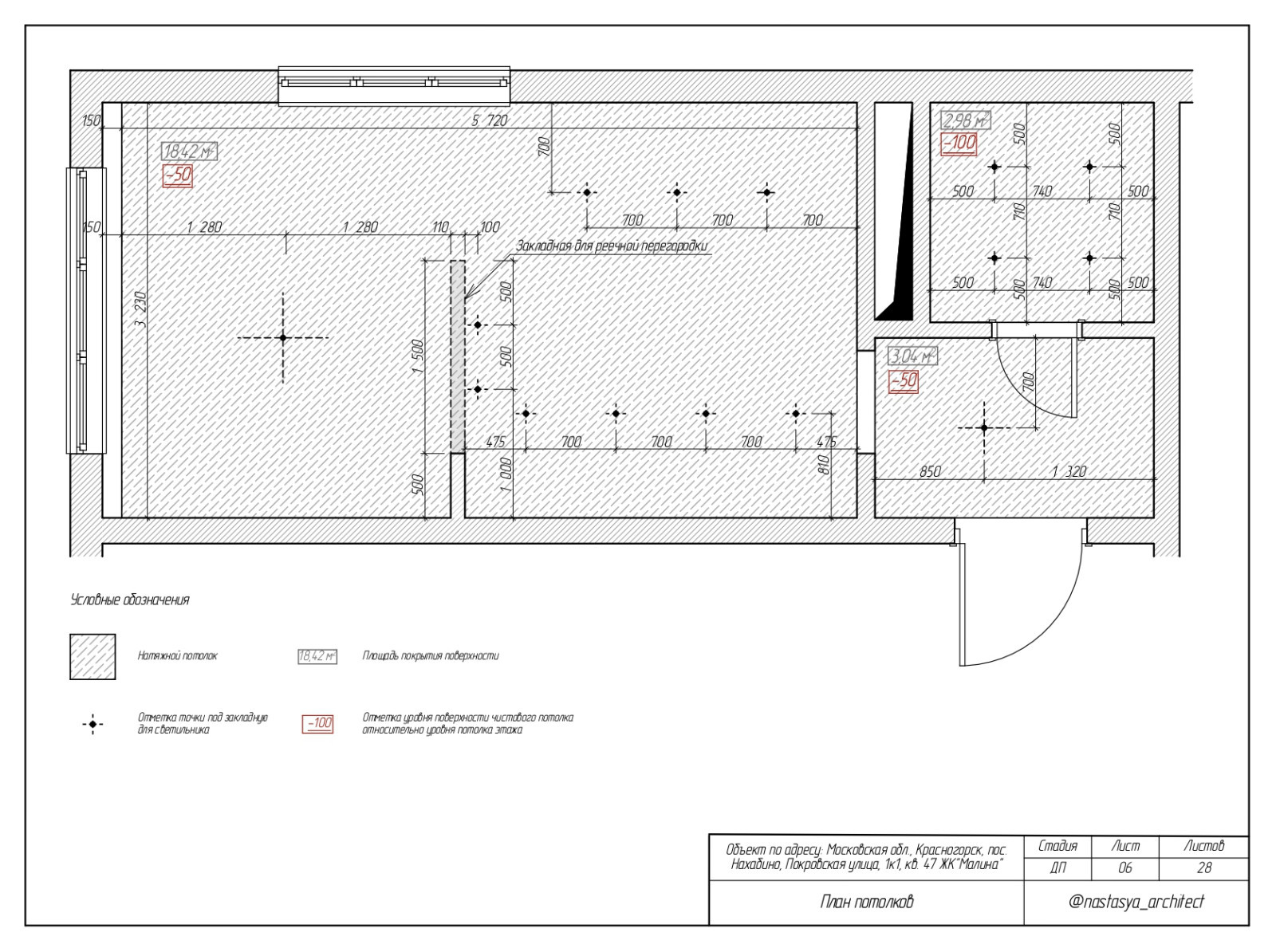 План потолка