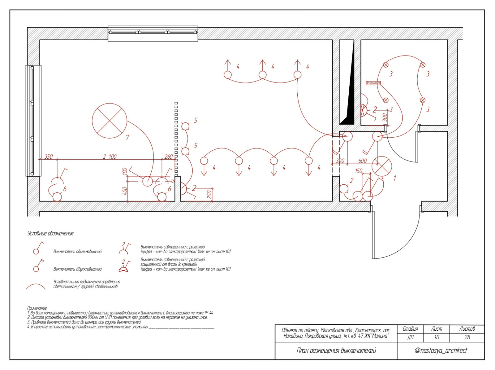 План выключателей
