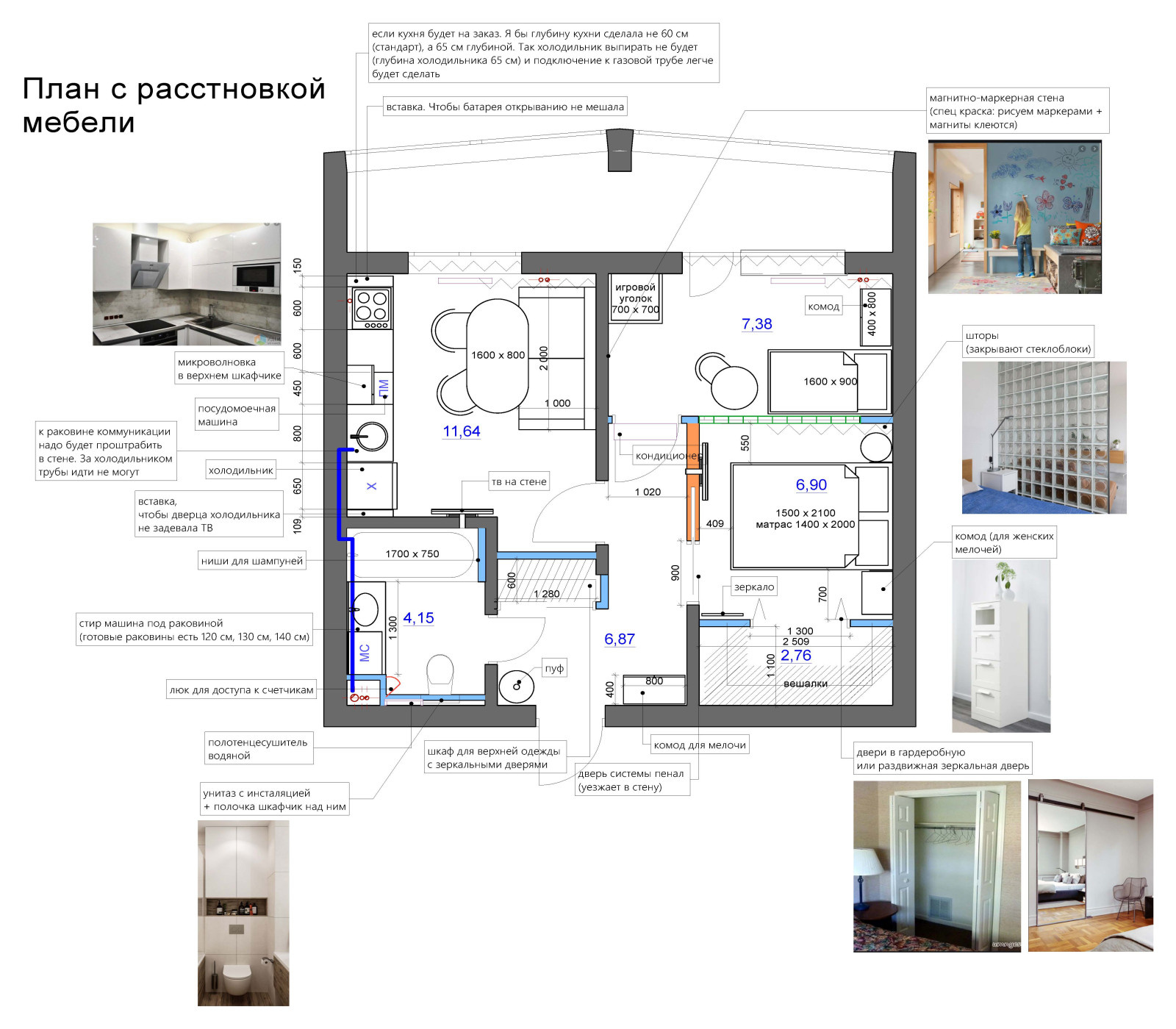 Однокомнатная квартира с спальней без окна