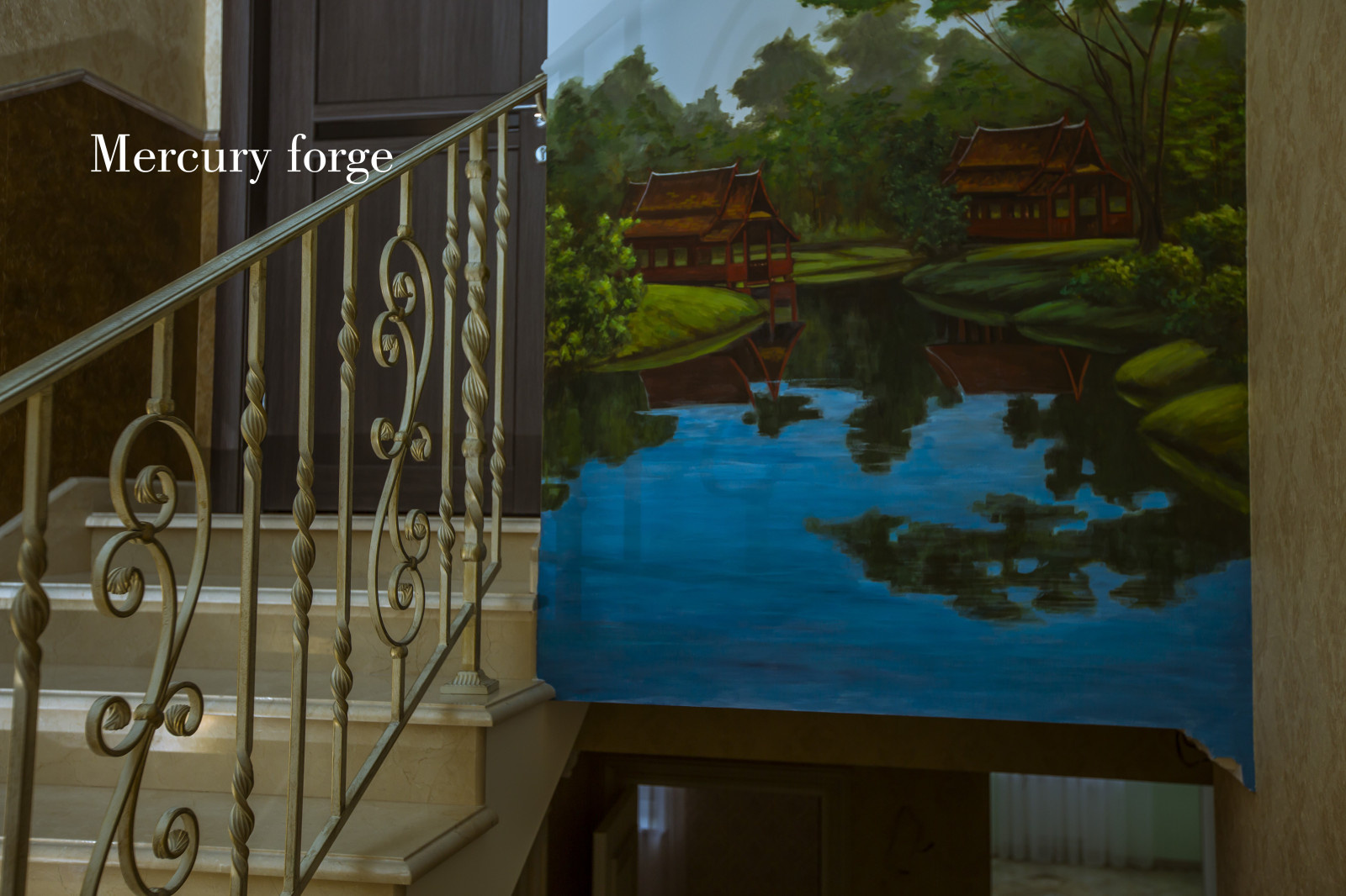 Лестница, кованое ограждение, фабрика Grande forge (Франция), коллекция Традиция