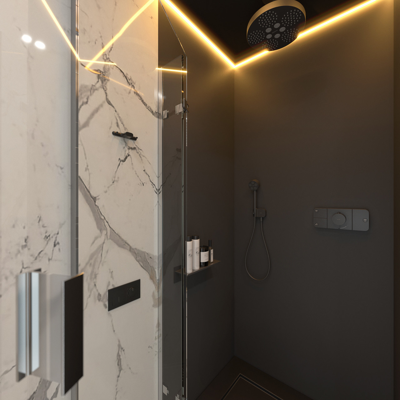 Ванная комната с цветотерапией