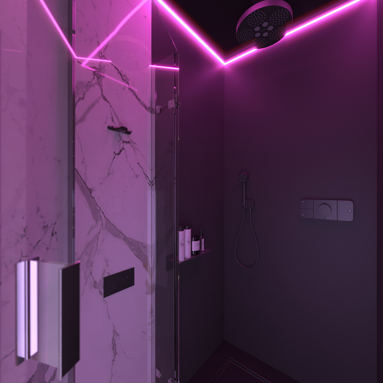 Ванная комната с цветотерапией