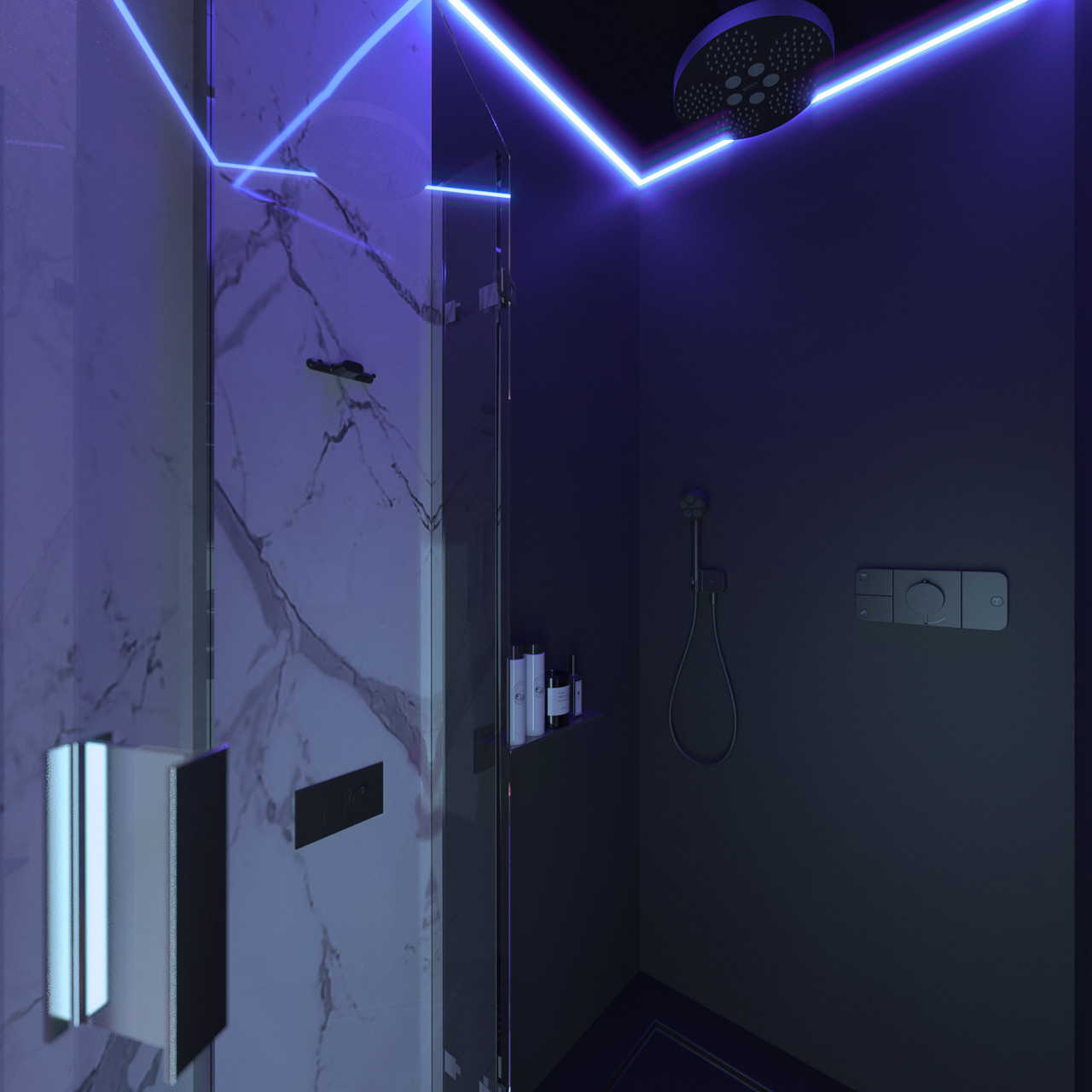 Ванная комната с цветотерапией