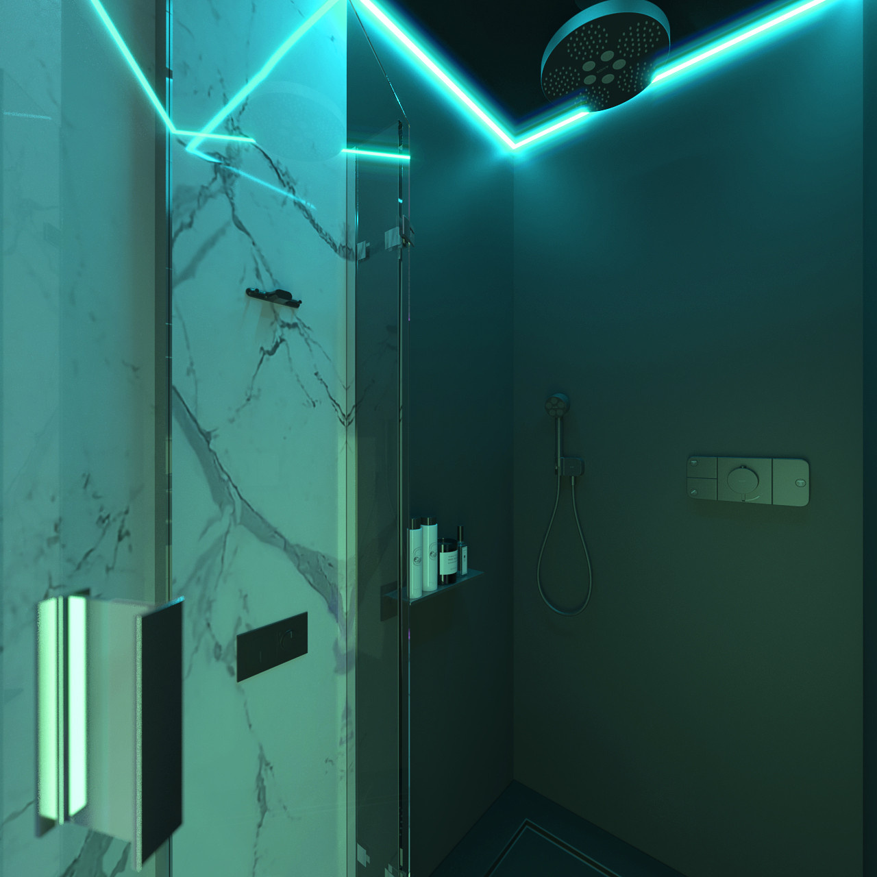 Ванная комната с цветотерапией