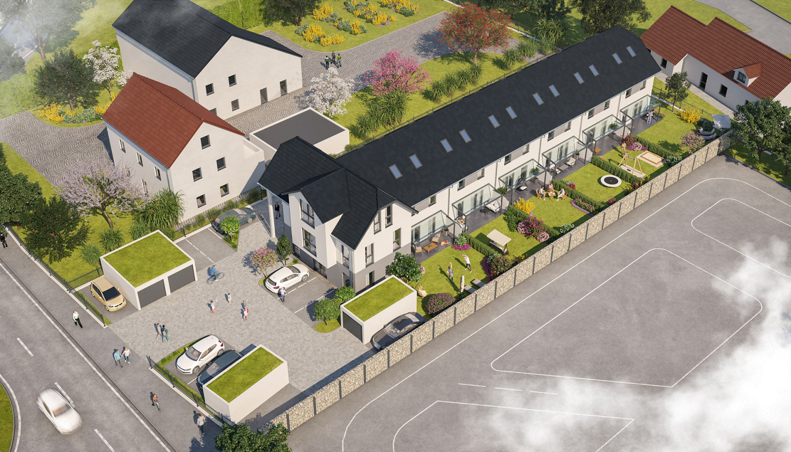 Neubau von 6 Reihenhäsern mit Geschöftshaus, Teublitz