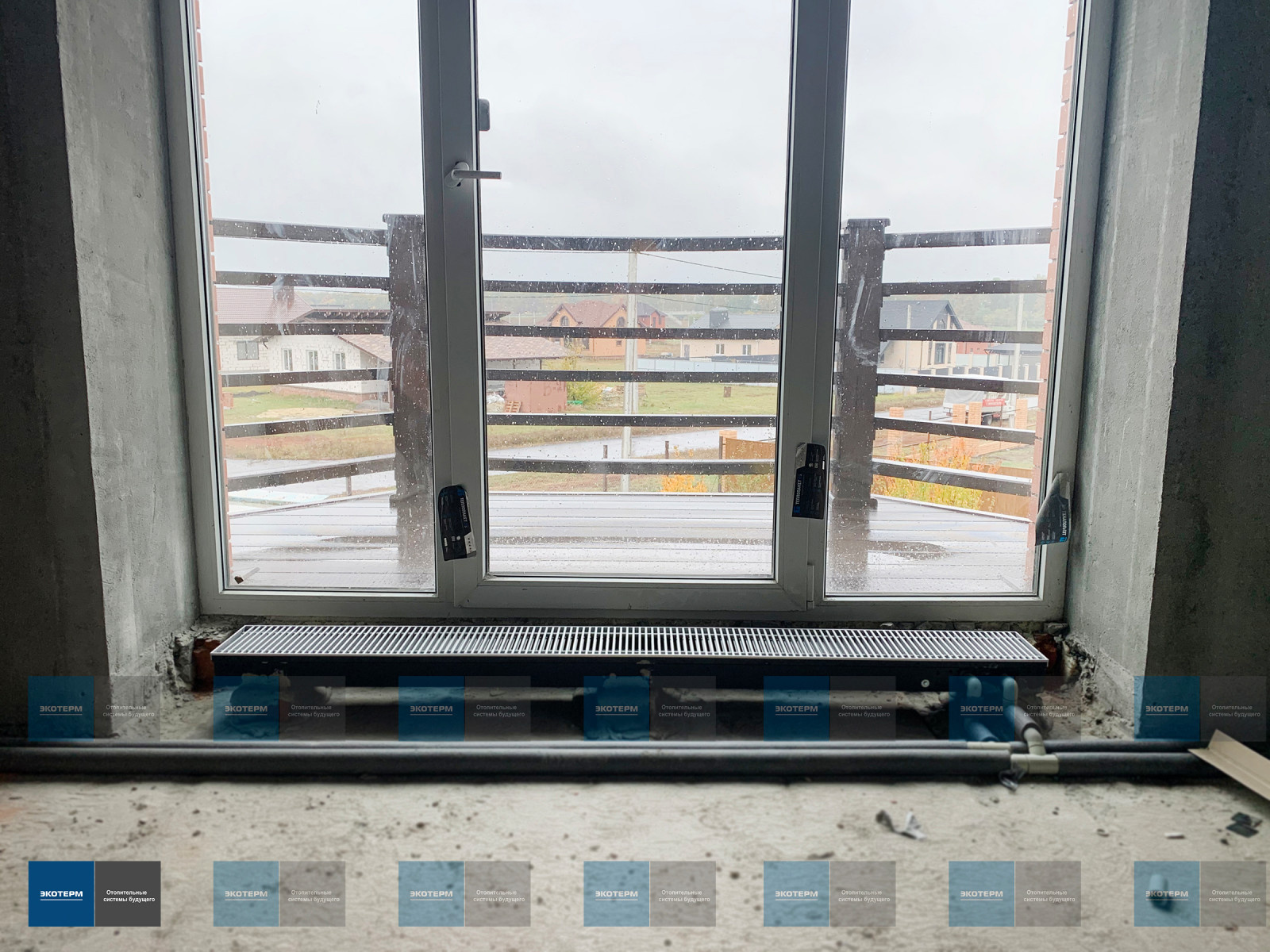 Установка внутрипольного конвектора